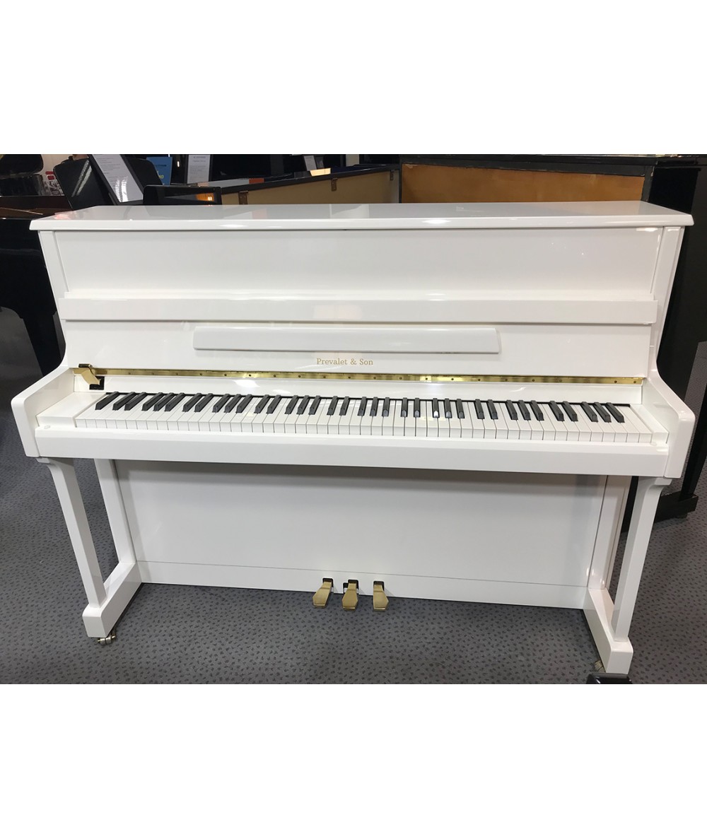 Piano droit blanc neuf Prévalet & Son - promotion pour Noël