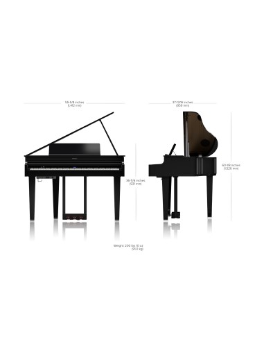 Piano à queue laqué numérique Roland GP-6 - Prévalet Musique