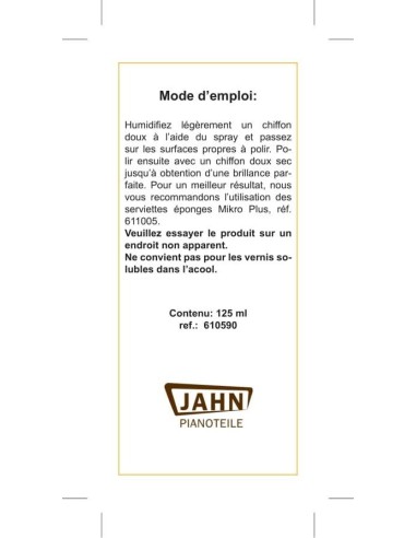 Spray de polissage pour piano laqué Polish Jahn - Prévalet Musique
