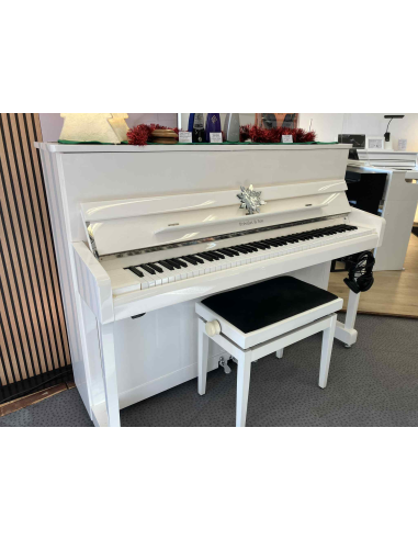 Piano Prévalet & Son 112 blanc laqué équipé silencieux - Prévalet Musique