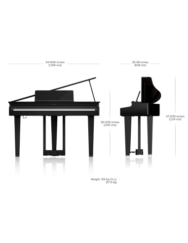 Piano à queue laqué numérique Roland GP-3 - Prévalet Musique