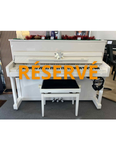 Piano Prévalet & Son 112 blanc laqué équipé silencieux - Prévalet Musique
